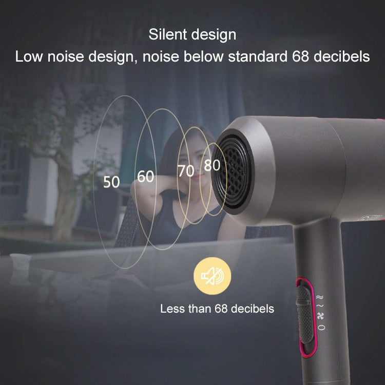 High-power Anionic Cold Hot Air Constant Temperature Hair Dryer, EU Plug(Red + Grey) by bashfashion