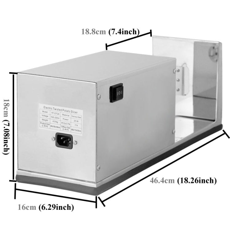 Stainless Steel Electric Tornado Potato Tower Crane, EU Plug by bashfashion