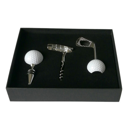 4 in 1 Golf Beer Bottle Opener + Red Wine Bottle Opener + Golf Red Wine Stopper + Box Set (Silver) by bashfashion