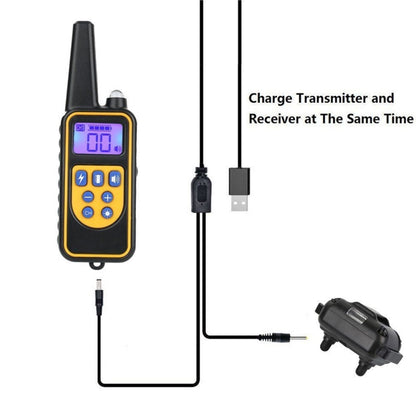 880-2 800 Yards Rechargeable Remote Control Collar Dog Training Device Anti Barking Device(Black Black) by bashfashion