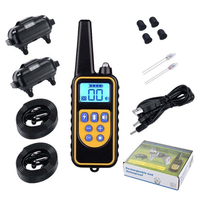 880-2 800 Yards Rechargeable Remote Control Collar Dog Training Device Anti Barking Device(Black Black) by bashfashion