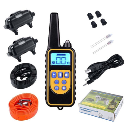 880-2 800 Yards Rechargeable Remote Control Collar Dog Training Device Anti Barking Device(Black+Orange) by bashfashion