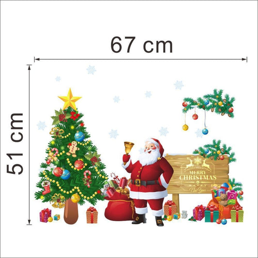 Christmas Tree Santa Claus Living Room Bedroom Removable Wall Sticker Decoration by bashfashion