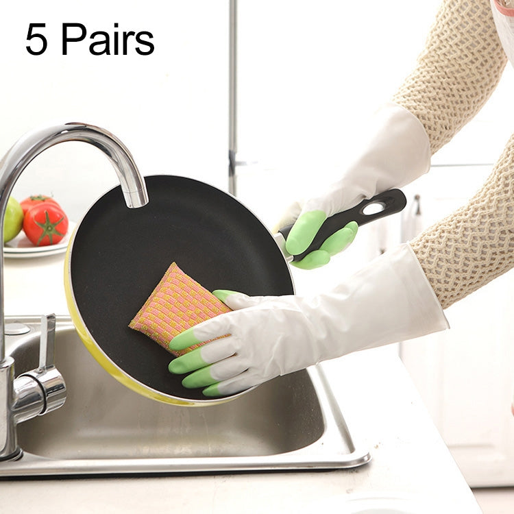 5 Pairs Sale Shark Housework Cleaning PVC Latex Gloves Waterproof Thicken Laundry Washing Gloves (Green) by bashfashion