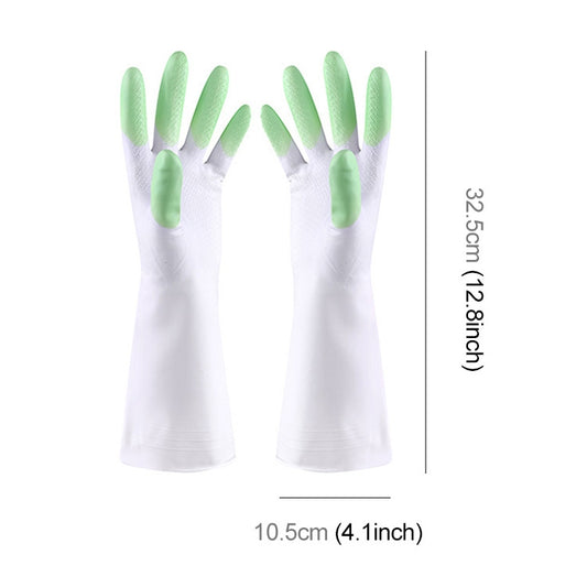 5 Pairs Sale Shark Housework Cleaning PVC Latex Gloves Waterproof Thicken Laundry Washing Gloves (Green) by bashfashion