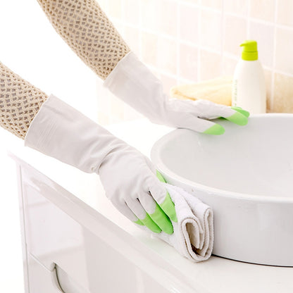 5 Pairs Sale Shark Housework Cleaning PVC Latex Gloves Waterproof Thicken Laundry Washing Gloves (Green) by bashfashion