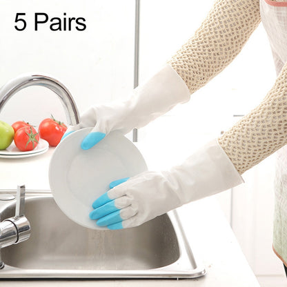 5 Pairs Sale Shark Housework Cleaning PVC Latex Gloves Waterproof Thicken Laundry Washing Gloves (Blue) by bashfashion