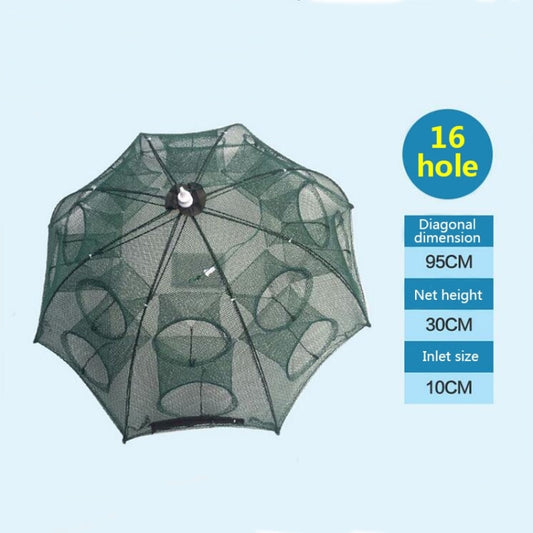 16 Holes Automatic Foldable Fishing Net Nylon Shrimp Crab Minnow Trap Fish Cast Net Fishing Tackle by bashfashion
