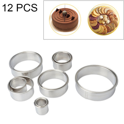 12 PCS / Set Stainless Steel Round Shape Cutting Mould Mousse Cake Doughnut Baking Tools by bashfashion