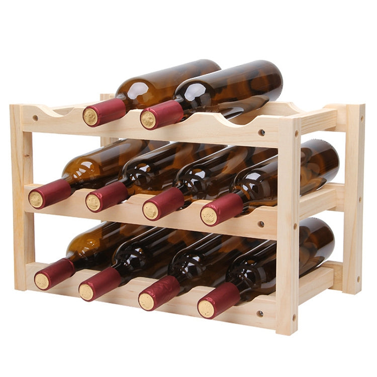 Solid Wood Folding 12-bottle Wine Display Rack Multi-layer Wine Rack, Size: 46x24x28cm by bashfashion