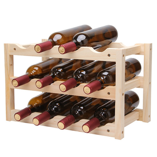 Solid Wood Folding 12-bottle Wine Display Rack Multi-layer Wine Rack, Size: 46x24x28cm by bashfashion