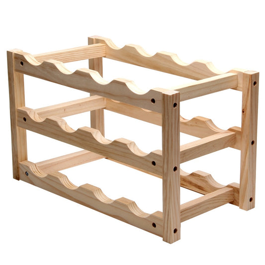 Solid Wood Folding 12-bottle Wine Display Rack Multi-layer Wine Rack, Size: 46x24x28cm by bashfashion