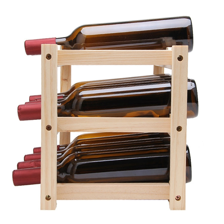 Solid Wood Folding 12-bottle Wine Display Rack Multi-layer Wine Rack, Size: 46x24x28cm by bashfashion