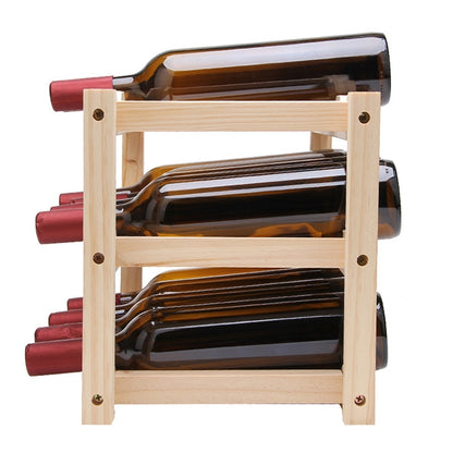 Solid Wood Folding 12-bottle Wine Display Rack Multi-layer Wine Rack, Size: 46x24x28cm by bashfashion