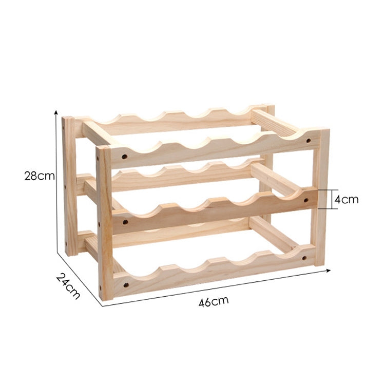Solid Wood Folding 12-bottle Wine Display Rack Multi-layer Wine Rack, Size: 46x24x28cm by bashfashion