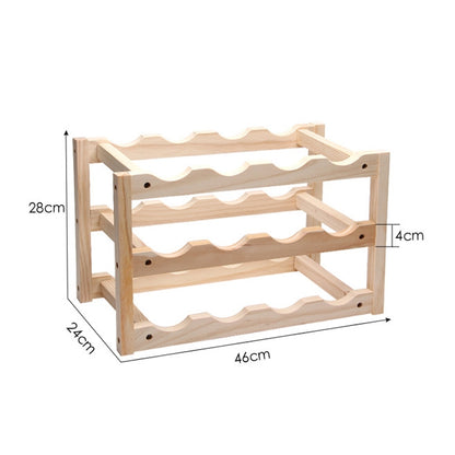 Solid Wood Folding 12-bottle Wine Display Rack Multi-layer Wine Rack, Size: 46x24x28cm by bashfashion