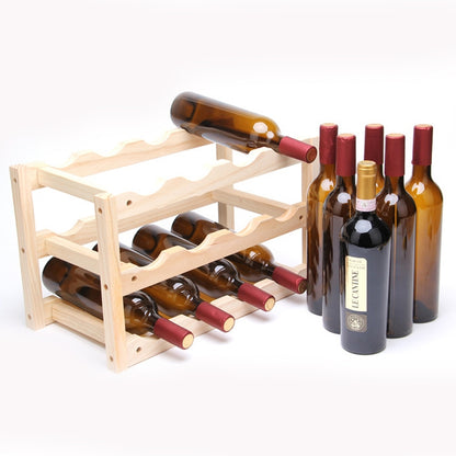 Solid Wood Folding 12-bottle Wine Display Rack Multi-layer Wine Rack, Size: 46x24x28cm by bashfashion