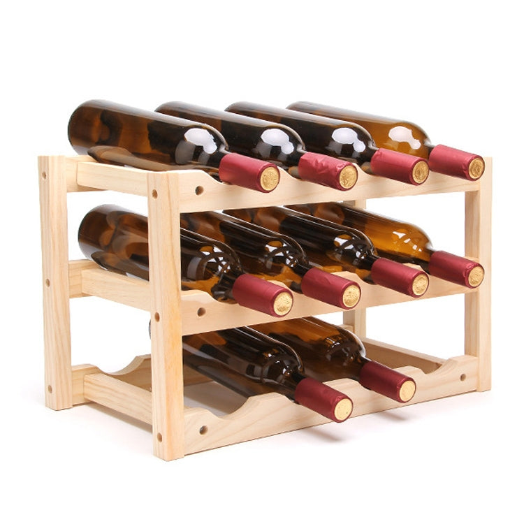 Solid Wood Folding 12-bottle Wine Display Rack Multi-layer Wine Rack, Size: 46x24x28cm by bashfashion