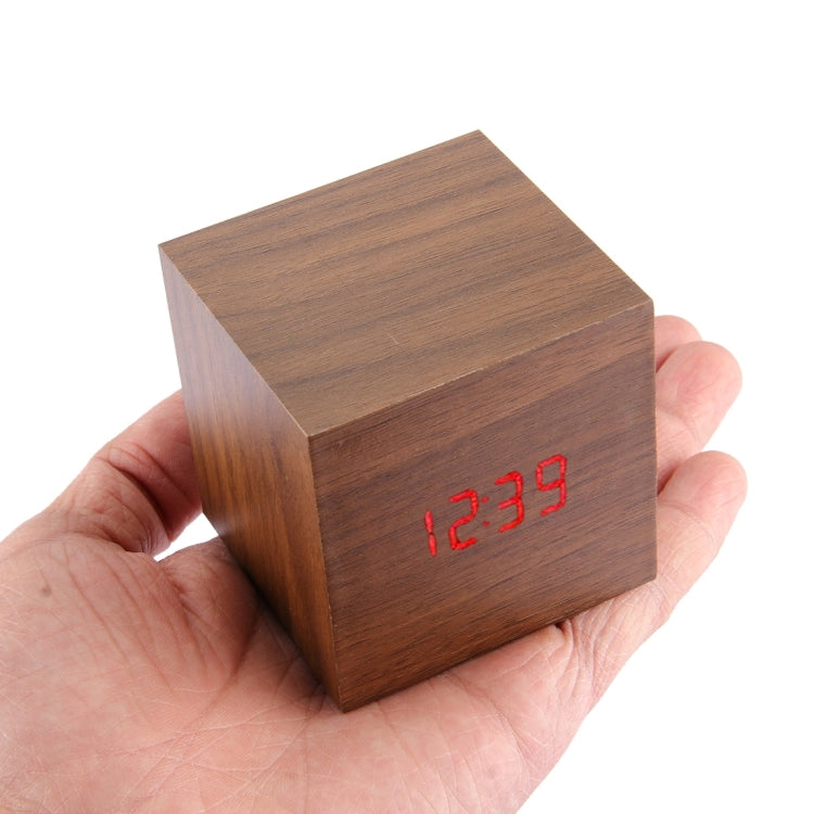 Wood Clock Desk Table LED Digital Display Alarm Clock with Time & Date & Temperature Display(Brown) by bashfashion