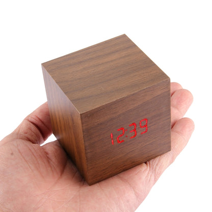 Wood Clock Desk Table LED Digital Display Alarm Clock with Time & Date & Temperature Display(Brown) by bashfashion