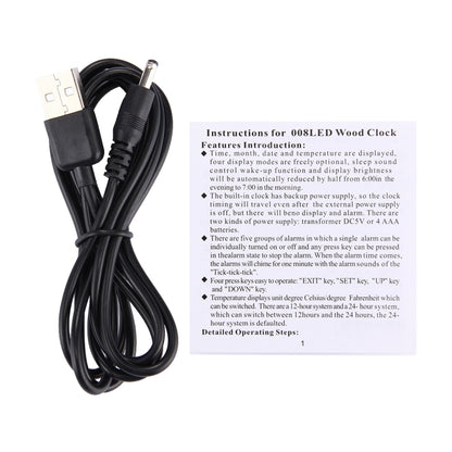 Wood Clock Desk Table LED Digital Display Alarm Clock with Time & Date & Temperature Display(Brown) by bashfashion