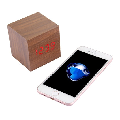 Wood Clock Desk Table LED Digital Display Alarm Clock with Time & Date & Temperature Display(Brown) by bashfashion