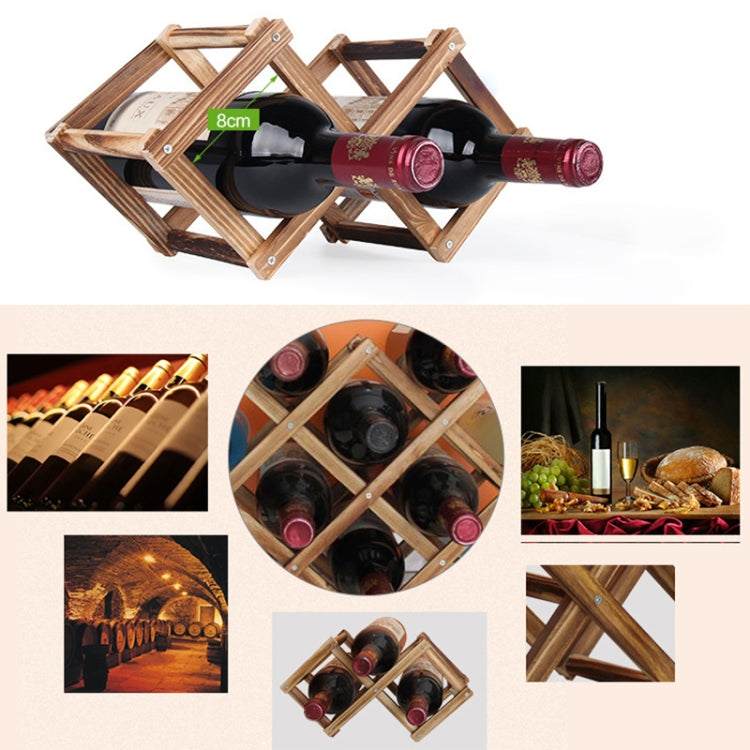 6 Bottles Racks Foldable Wine Stand Wooden Wine Holder Kitchen Bar Display Shelf(Wood) by bashfashion