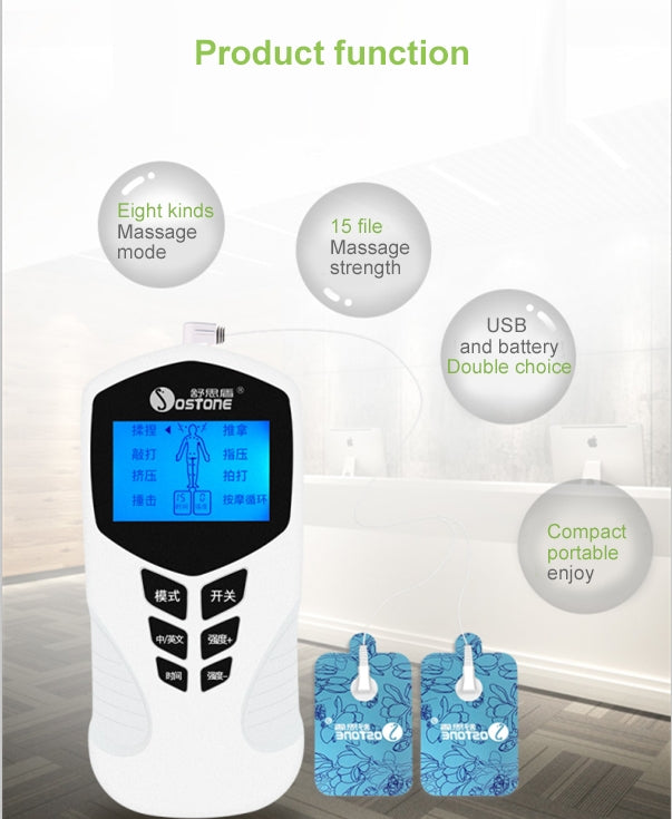 JCS-1015 LED Display Home Multi-function Voice Electronic Massage Instrument Timing Meridian Physiotherapy Instrument(Green) by bashfashion