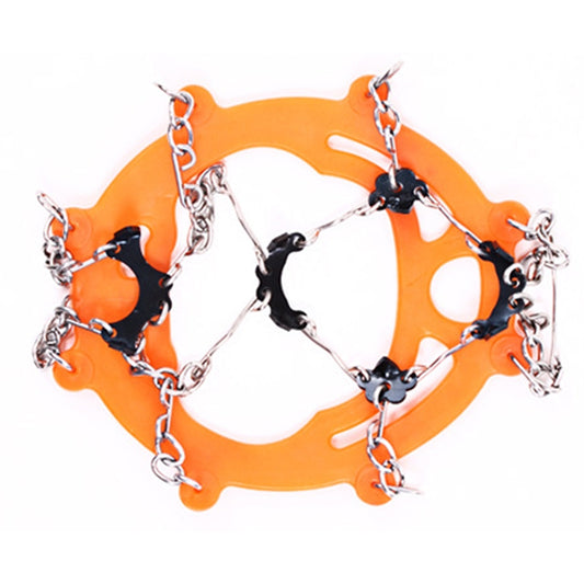 One Pair 8 Teeth Anti-Slip Ice Gripper Hiking Climbing Chain Shoes Covers(Orange) by bashfashion