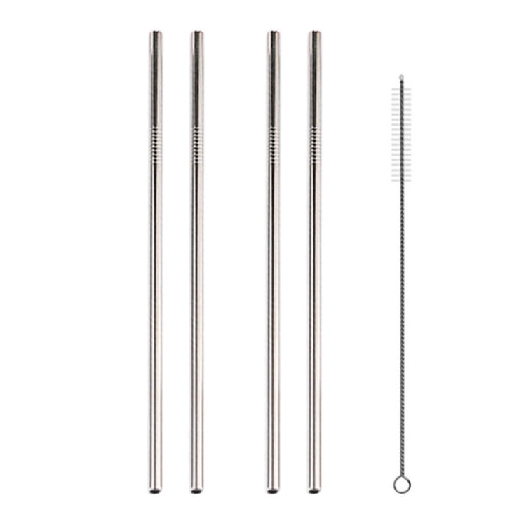 5pcs Reusable Stainless Steel Straight Drinking Straw + Cleaner Brush Set Kit, 215*6mm(Silver) by bashfashion