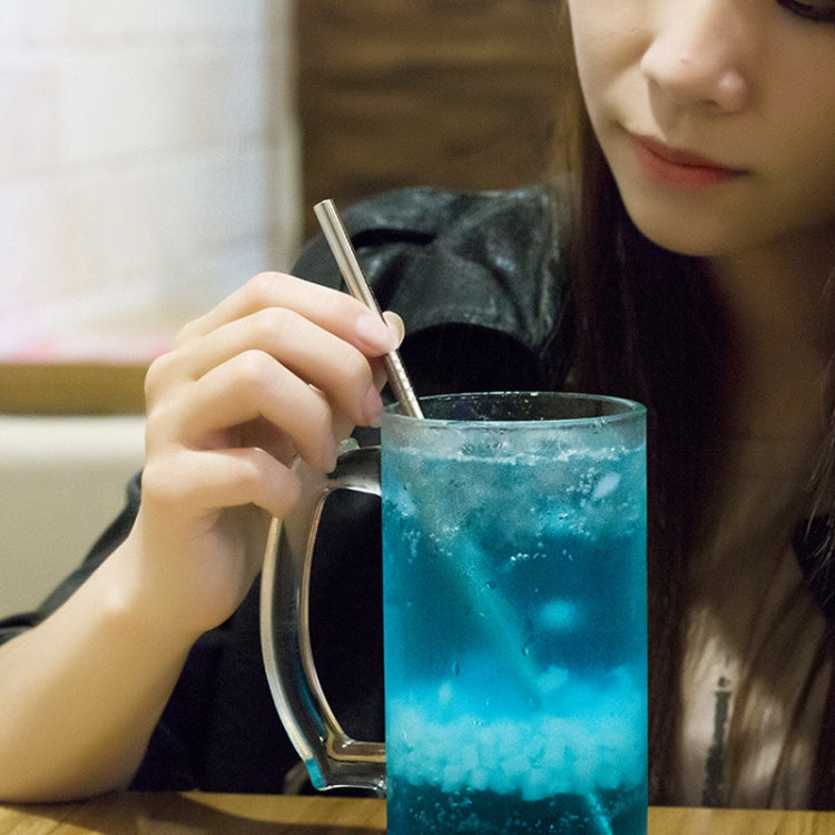 4pcs Reusable Stainless Steel Drinking Straw + Cleaner Brush Set Kit, 215*6mm(Silver) by bashfashion