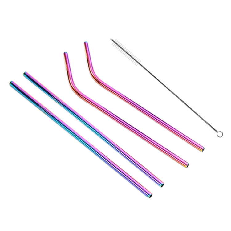 4pcs Reusable Stainless Steel Drinking Straw + Cleaner Brush Set Kit, 266*6mm(Colour) by bashfashion