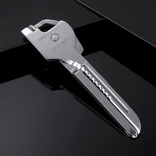 SWISS+TECH Stainless Steel 6 in 1 Multi-function Outdoor Key Chain, Foldable Mini Tools Key Ring by bashfashion