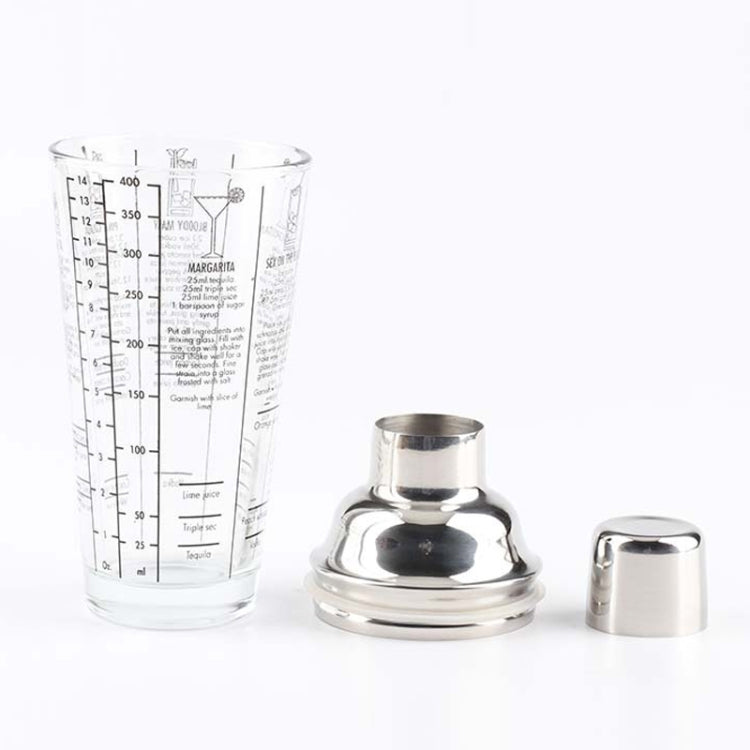Stainless Steel Glass Cocktail Shaker Tools Milk Tea Cup with Scale, Capacity: 450ml by bashfashion