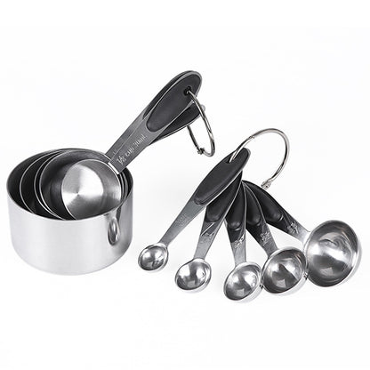 kn650 10 in 1 Black Stainless Steel Measuring Spoon Cake Mold Baking Tool Set by bashfashion