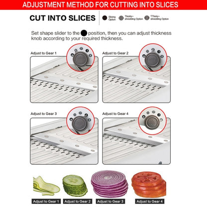 CZ-01 Multifunctional Household Stainless Steel Manual Vegetable Cutting Machine Carrot Potato Grater (Silver) by bashfashion