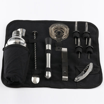 12 in 1 Stainless Steel Wine Cocktail Shaker Tools Set with Cloth Bag, Capacity: 550ml by bashfashion
