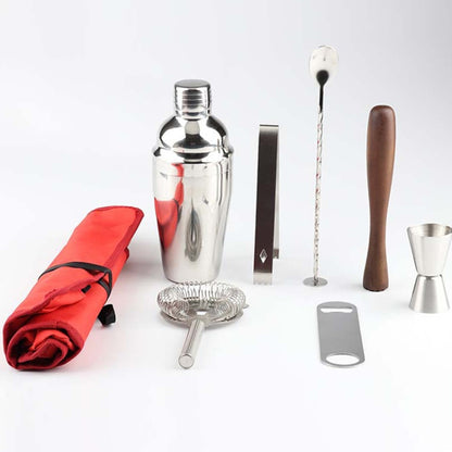 8 in 1 Stainless Steel Wine Cocktail Shaker Tools Set with Cloth Bag, Capacity: 550ml by bashfashion