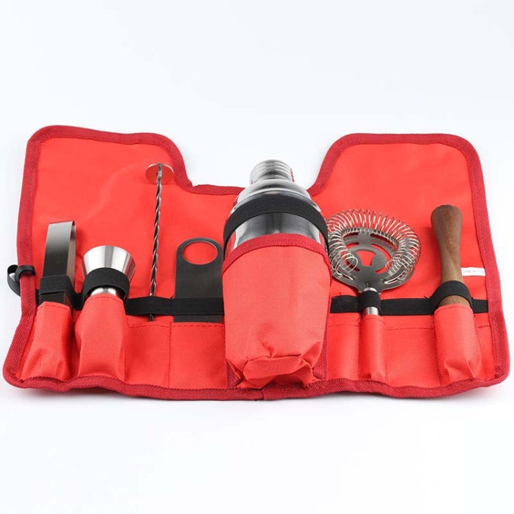 8 in 1 Stainless Steel Wine Cocktail Shaker Tools Set with Cloth Bag, Capacity: 800/600ml by bashfashion