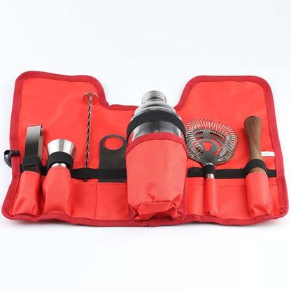 8 in 1 Stainless Steel Wine Cocktail Shaker Tools Set with Cloth Bag, Capacity: 800/600ml by bashfashion