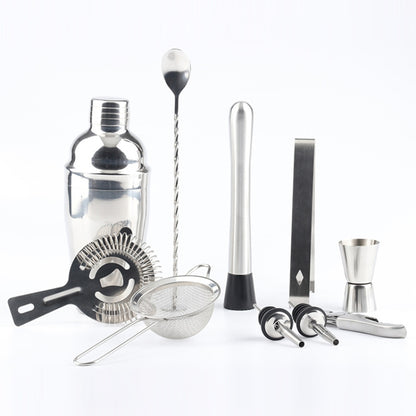 11 in 1 Stainless Steel Cocktail Shaker Tools Set with Wooden Mount, Capacity: 350ml by bashfashion