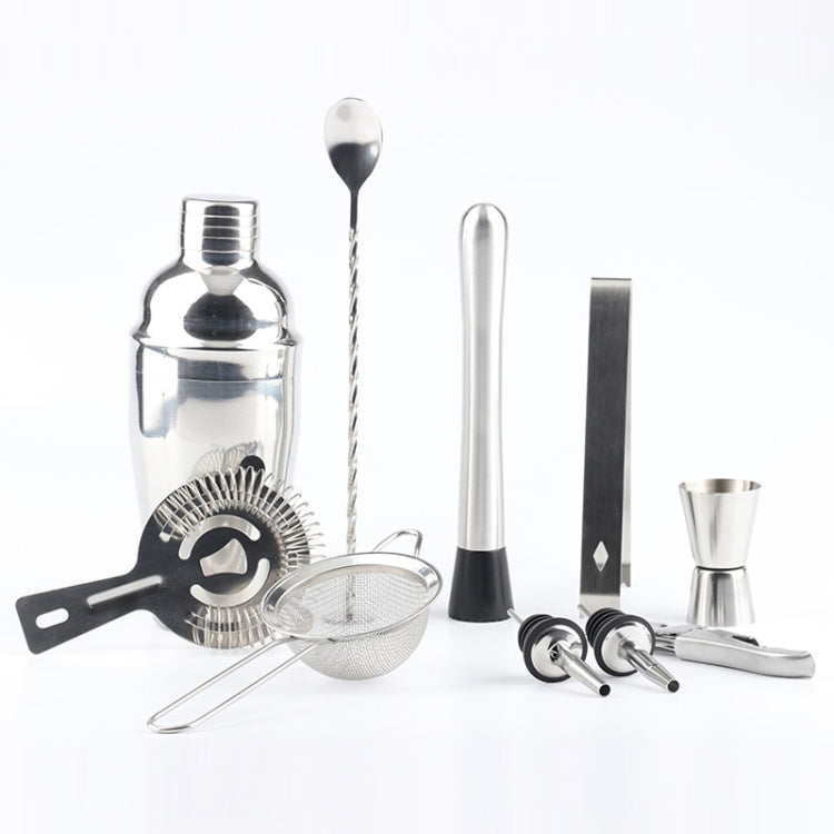 11 in 1 Stainless Steel Cocktail Shaker Tools Set with Wooden Mount, Capacity: 550ml by bashfashion