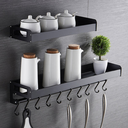 30cm Kitchen Multi-function Wall Hanging Holder Seasoning Storage Rack (Black) by bashfashion