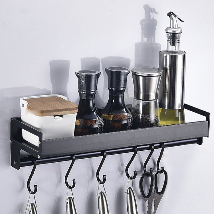 40cm 6 Hooks Kitchen Multi-function Wall Hanging Holder Seasoning Storage Rack (Black) by bashfashion