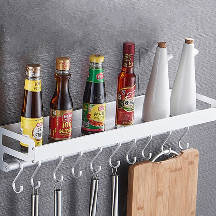 50cm 8 Hooks Kitchen Multi-function Wall Hanging Holder Seasoning Storage Rack (Silver) by bashfashion