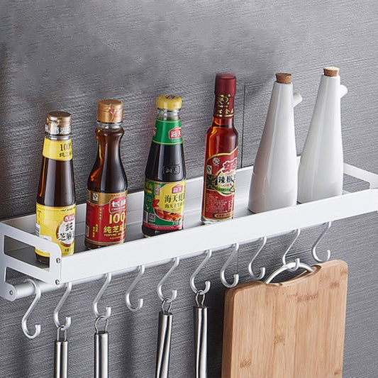 50cm 8 Hooks Kitchen Multi-function Wall Hanging Holder Seasoning Storage Rack (Silver) by bashfashion