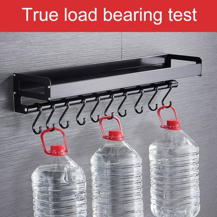 50cm Kitchen Multi-function Wall Hanging Holder Seasoning Storage Rack (Black) by bashfashion