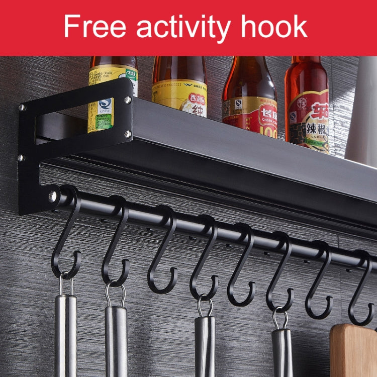 60cm 10 Hooks Kitchen Multi-function Wall Hanging Holder Seasoning Storage Rack (Black) by bashfashion