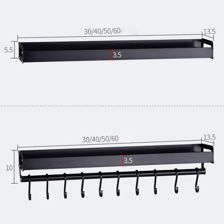 80cm 10 Hooks Kitchen Multi-function Wall Hanging Holder Seasoning Storage Rack(Black) by bashfashion