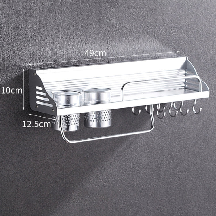 50cm 2 Cups 8 Hooks Multi-function Kitchen Punching Wall-mounted Plastic Edge Condiment Storage Rack by bashfashion